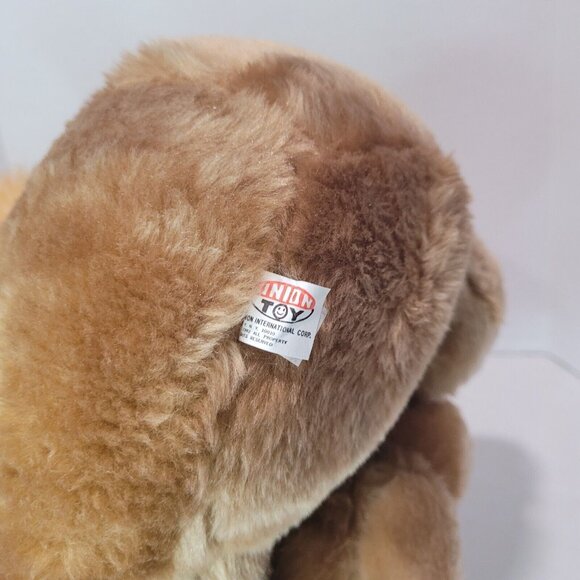 Union Toy Vtg 1982 Plush Puppy Dog Brown Tan Big Eye Yellow Hat Stuffed Animal - Picture 4 of 7